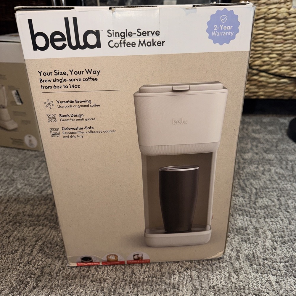 Bella Single Serve Coffee Maker (Size Your Way Size 6oz-14oz) Oatmilk Color- NEW - Picture 9 of 14